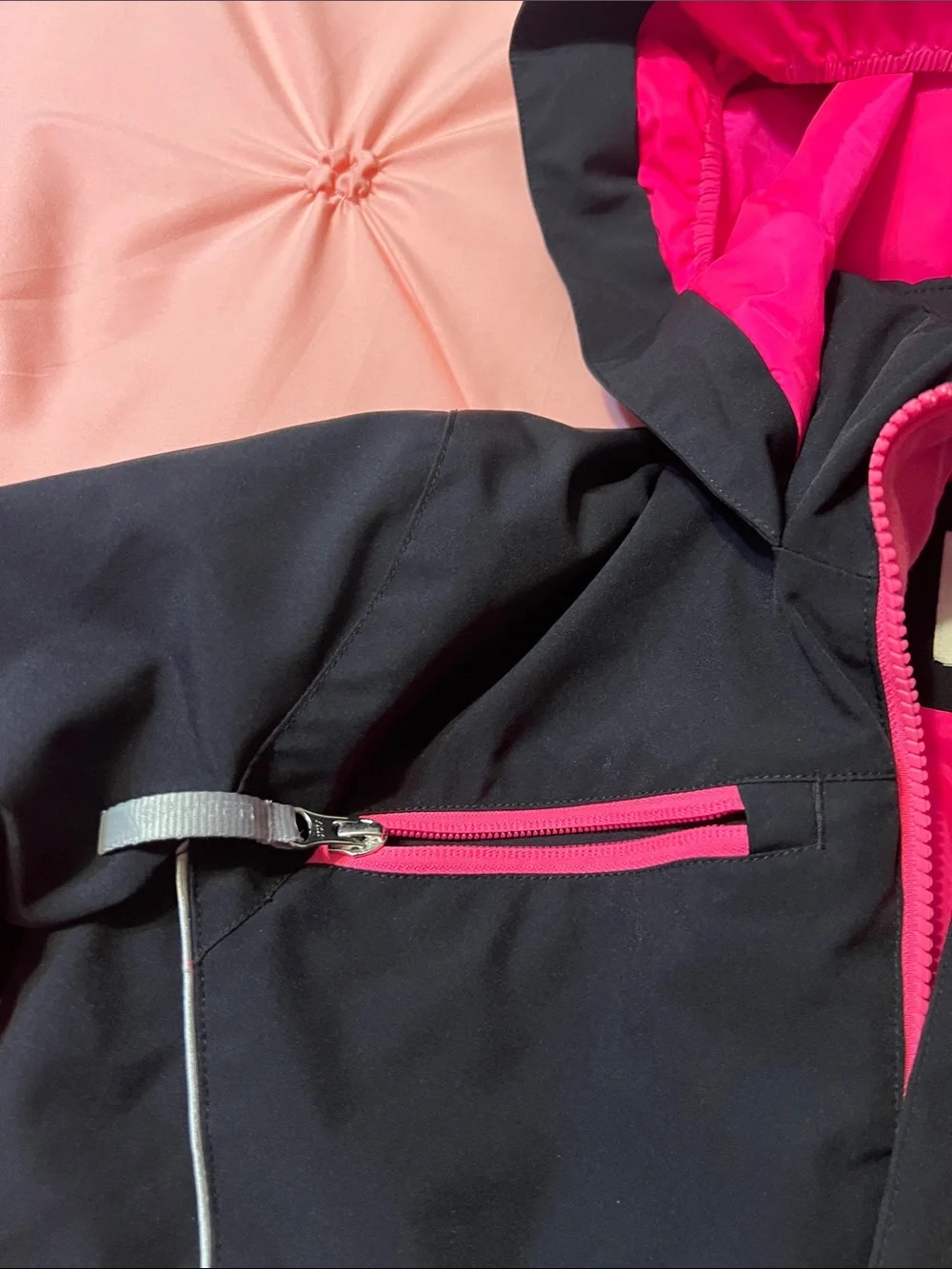 Spyder Hot Pink and Black Colorblock Ski Jacket